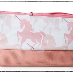Beauty case, astuccio portapenne "Unicorn" salmone rosé