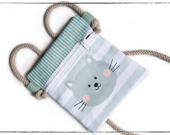 Brustbeutel, Kindertasche "Kitty Cat Katze und Streifen"