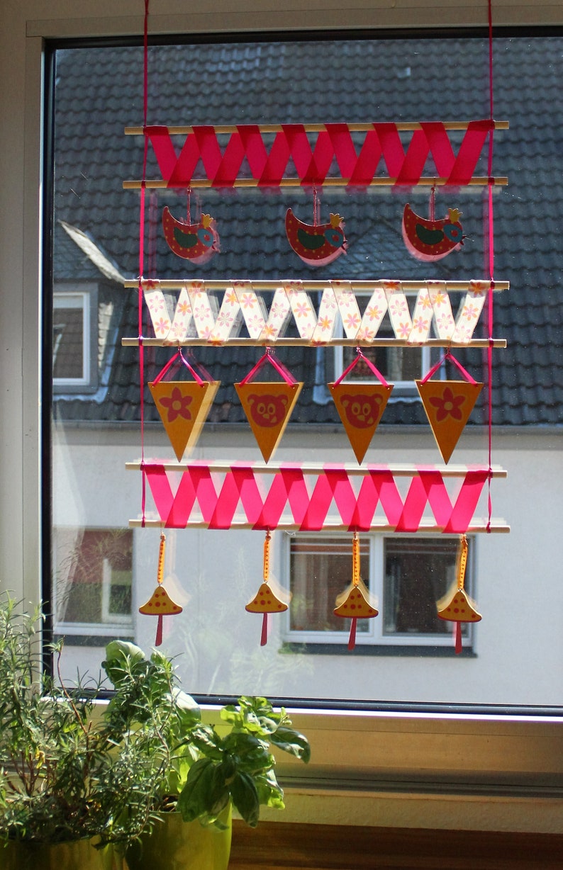 Vorhang-Mobile, Fensterdekoration Pilz-pink Bild 3