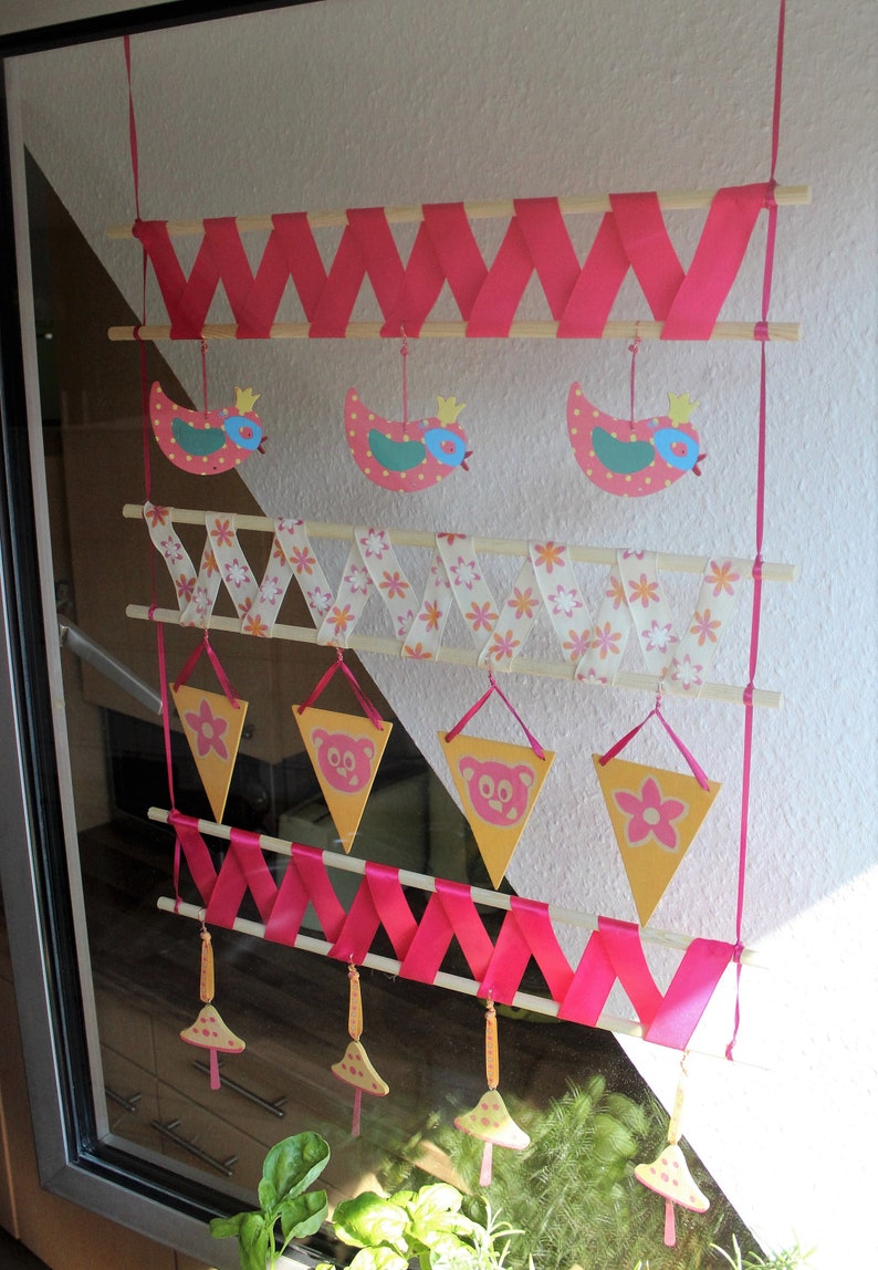 Vorhang-Mobile, Fensterdekoration Pilz-pink Bild 4