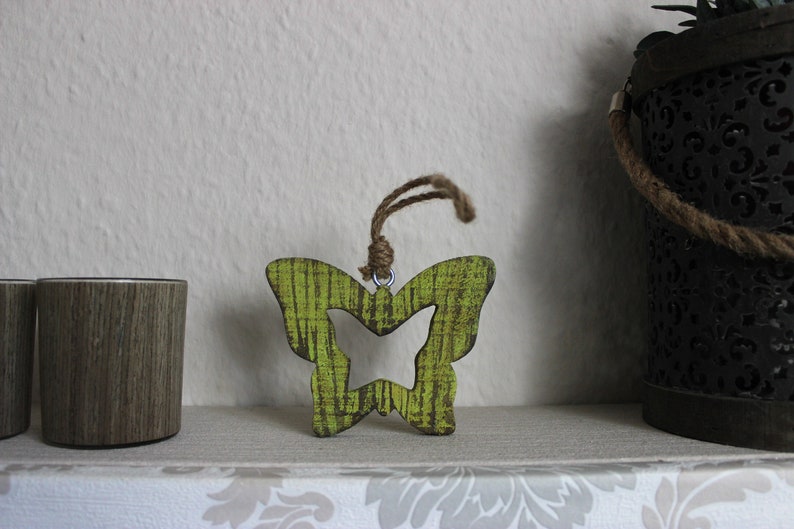 Dekohänger Schmetterling grün-natur shabby 1Stk. Bild 4