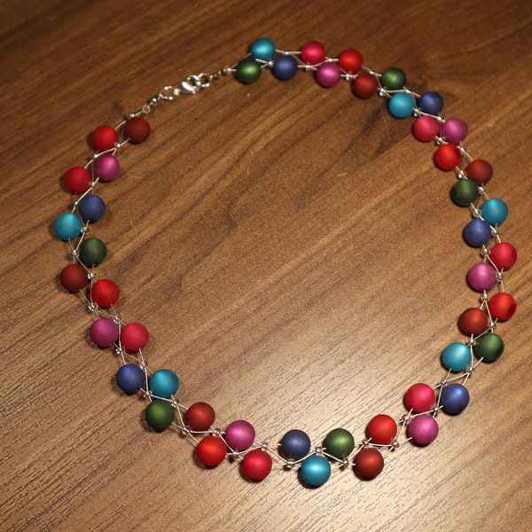 Pearl necklace rainbow polaris necklace necklace 3 rows polaris pearl necklace colorful