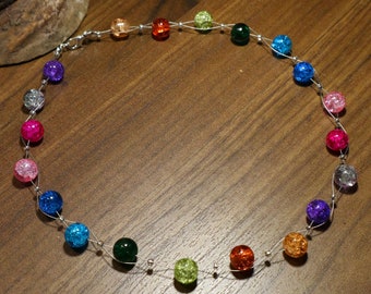 Perlenkette Regenbogen Glaskette  Halskette Glas perlen kette Glasperlen bunt