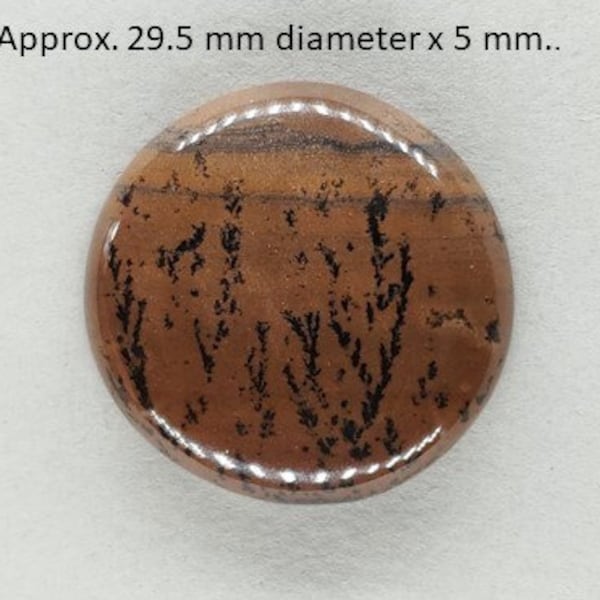Deschutes Jasper Cabochon- Oregon. Approximately  29.5 mm diameter x 5 mm. Pendant, jewelry making, wire wrapping.
