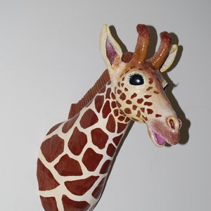 Handmade Paper Mache Giraffe Sculpture