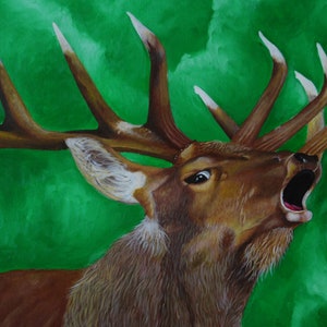 Pittura acrilica originale bugling bull elk