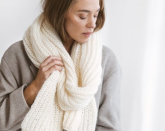 [韓国] soft wool knit muffler YOLAI Women's Winter Knitting Wool Warm Scarf Solid Color