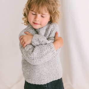 Gray Cable Knit Kids Sweater, Soft Toddler Pullover, Alpaca Wool Grey Jumper, Knitted Baby Sweater, Girls Sweater, Chunky Boys Jumper,Unisex