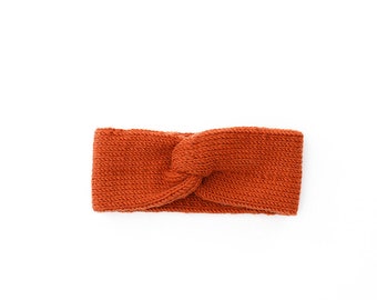 Merino wool headband, knit ear warmer, orange turban, knitted truban, winter accessories, knit head wrap, headband laine, earmuff, boho,gift