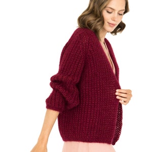 Burgundy chunky shop knit cardigan