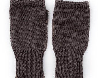 Brown wrist warmers, fingerless gloves, knitted mittens, merino wool gloves, knit accessories, arm warmers, cable gloves, fingerless mittens