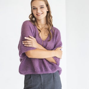 Purple mohair knitted top