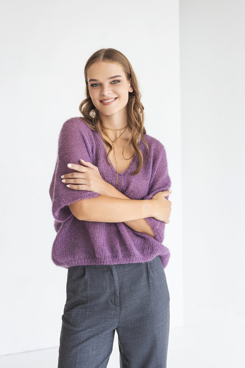 Purple mohair knitted top