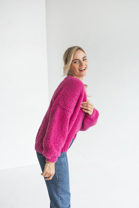 Matching Cerise Pink Cable Knit Cropped Tank Top and