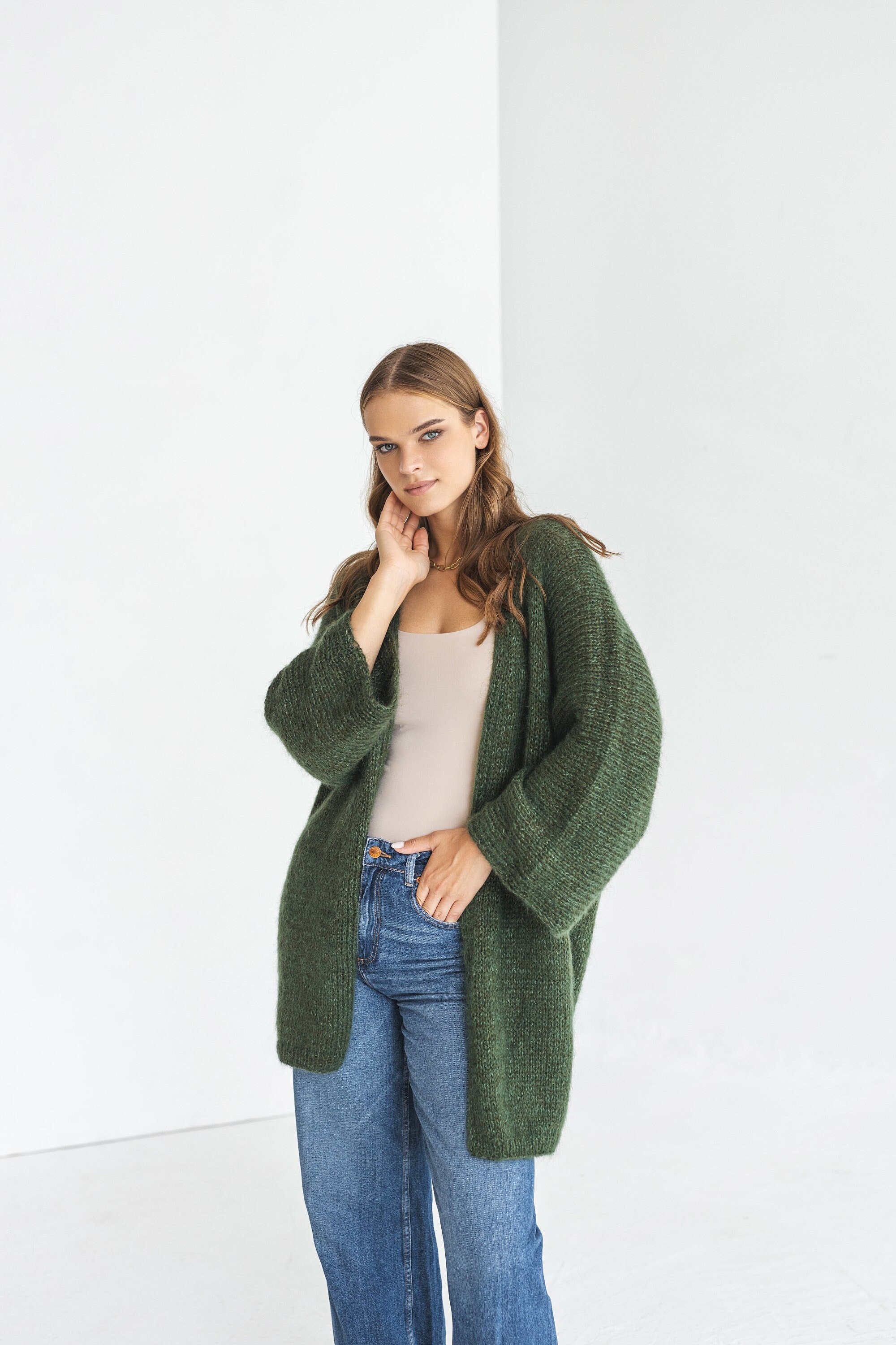 Fuzzy Green Cardigan Etsy