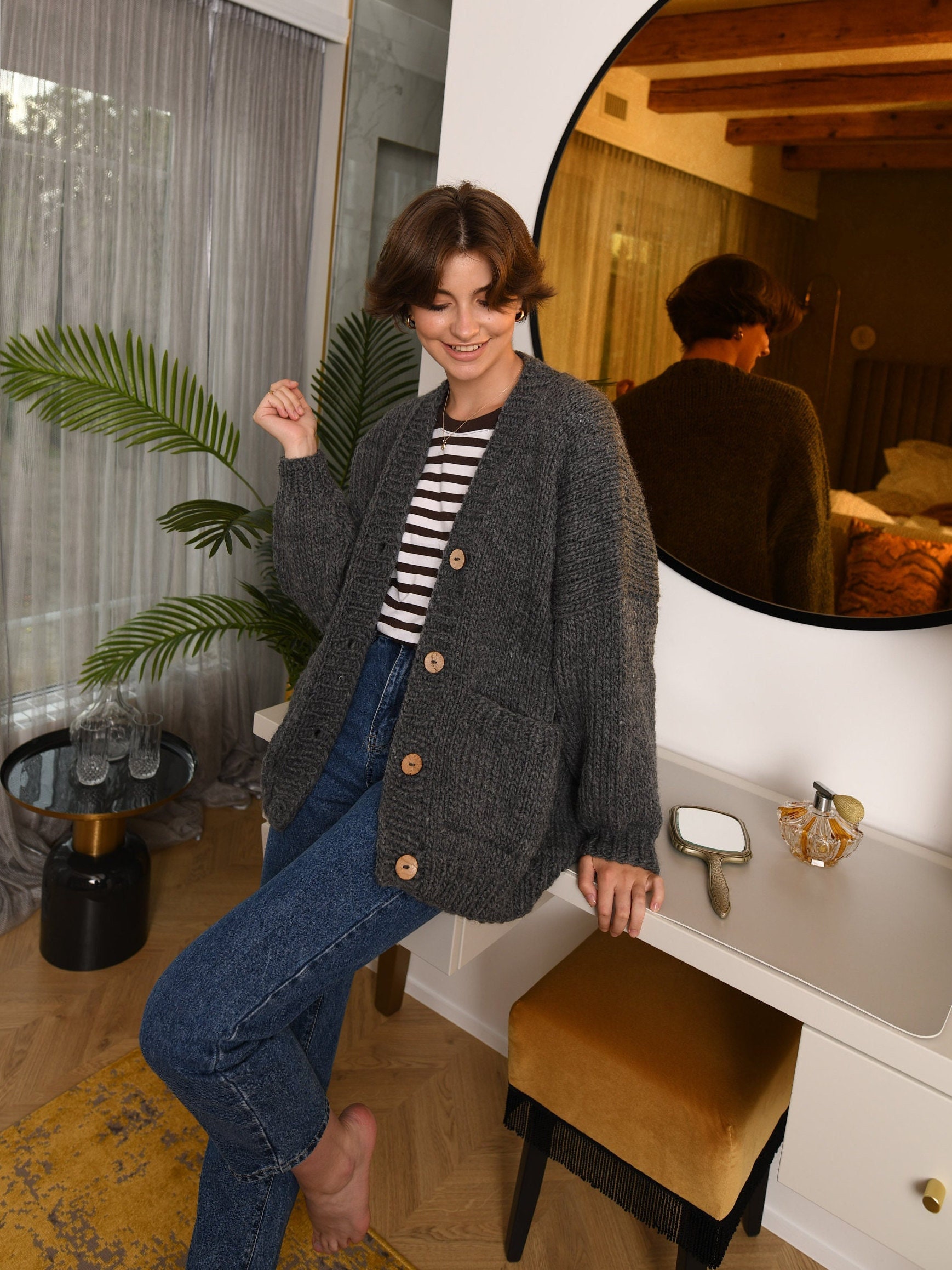 Grey cardigan with buttons hotsell