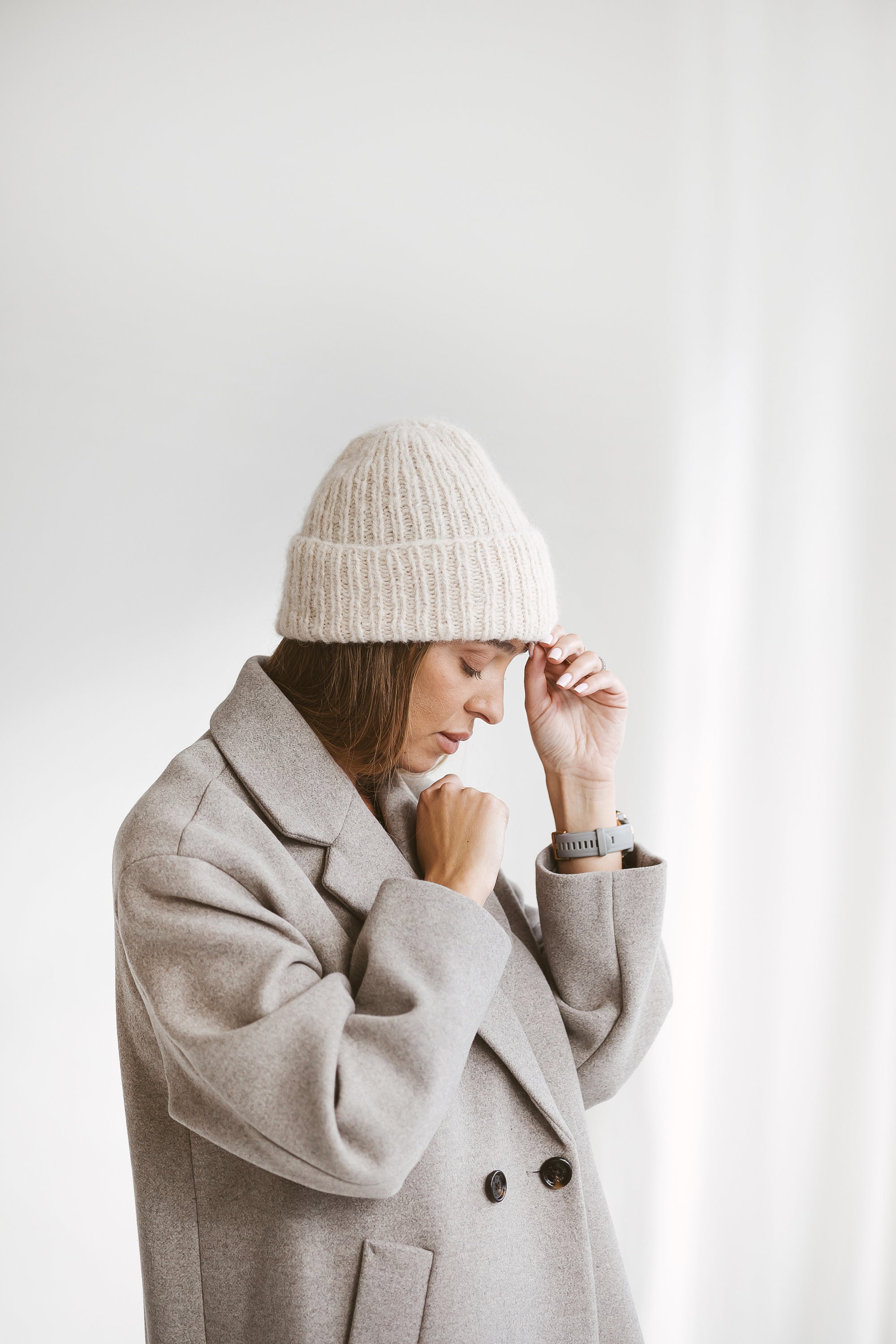 Bonnet blanc en alpaga pêcheur, bonnet laiteux pour femme, bonnet d'hiver en tricot torsadé, bonnet en laine en tricot côtelé, cadeau pour femme, bonnet tête de mort unisexe