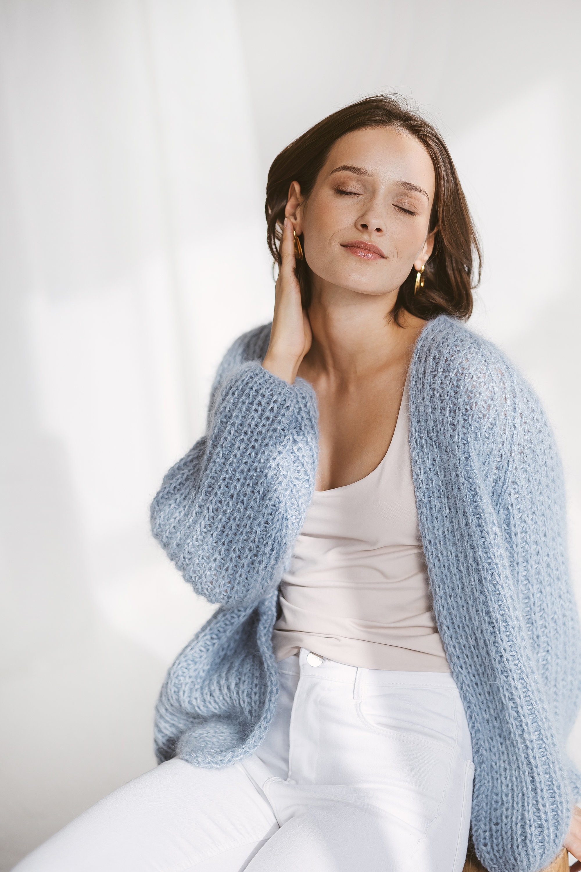 Light Blue Cable Knit Mohair Cardigan, Oversized Sky Blue Sweater, Chunky Knit Alpaca Cardigan, Open Front Loos Knit Cardigan, Strickjacke - Etsy Light Blue Cable Knit Mohair Cardigan, Oversized Sky Blue Sweater, Chunky Knit Alpaca Cardigan, Open Front Loos Knit Cardigan, Strickjacke - Etsy