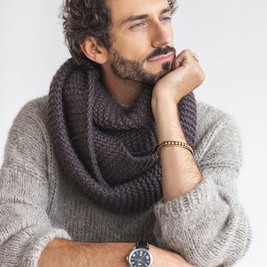 Chocolate Brown Super Chunky Knit Alpaca Wool Men's Cowl Scarf ...