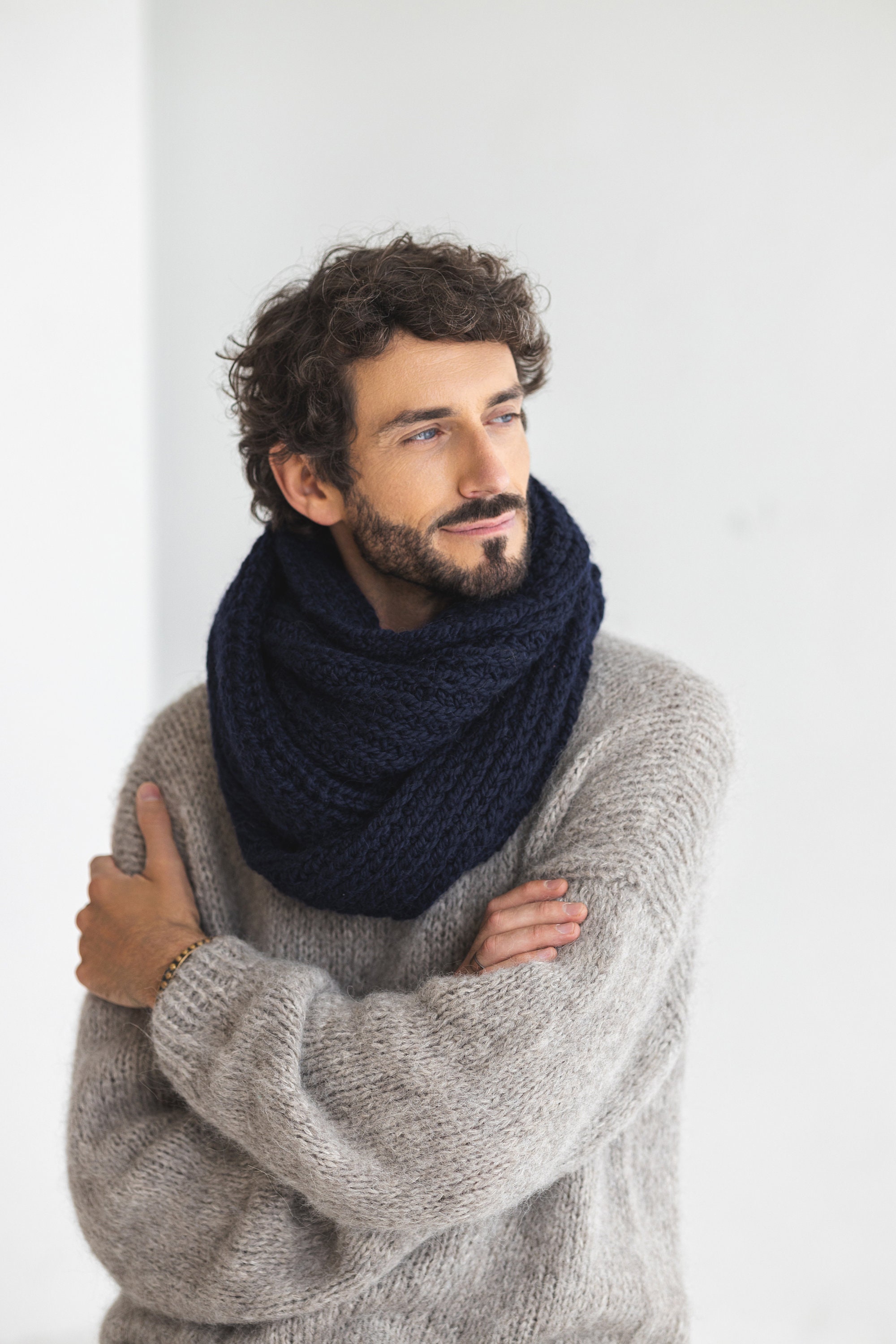 Sciarpa Invernale Uomo American Trends A Quadri, Morbida E Calda Come Il Cashmere, 180x30 Cm, Colore Arancione, Unisex, Regalo Ideale - 4
