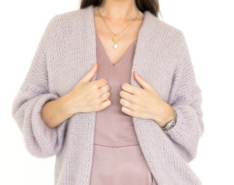 Cardigan en mohair, pull en mohair, pull en alpaga, cardigan duveteux, pull surdimensionné, cardigan surdimensionné, cardigan épais, cardigan de mariage