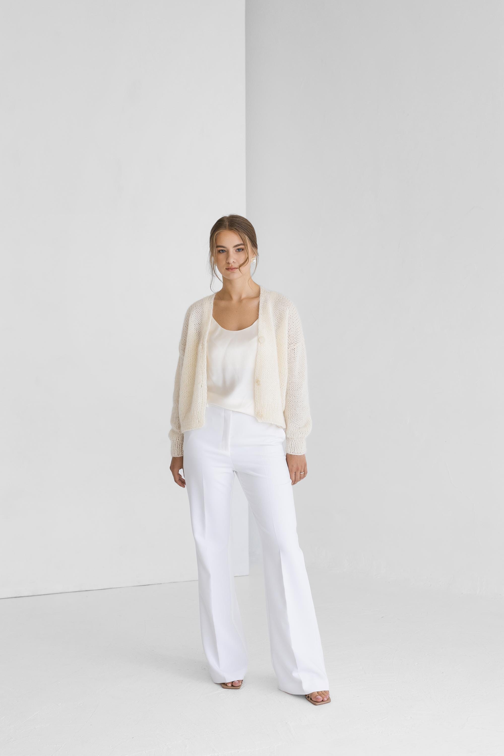 TYATVS Mohair Sweater Fuzzy Cardigans for Women Button Up