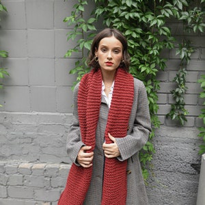 Bordeaux alpaca wool scarf, cherry red chunky knit long scarf, oversize neck warmer, knitted shawl for women, blanket unisex scarves, gift