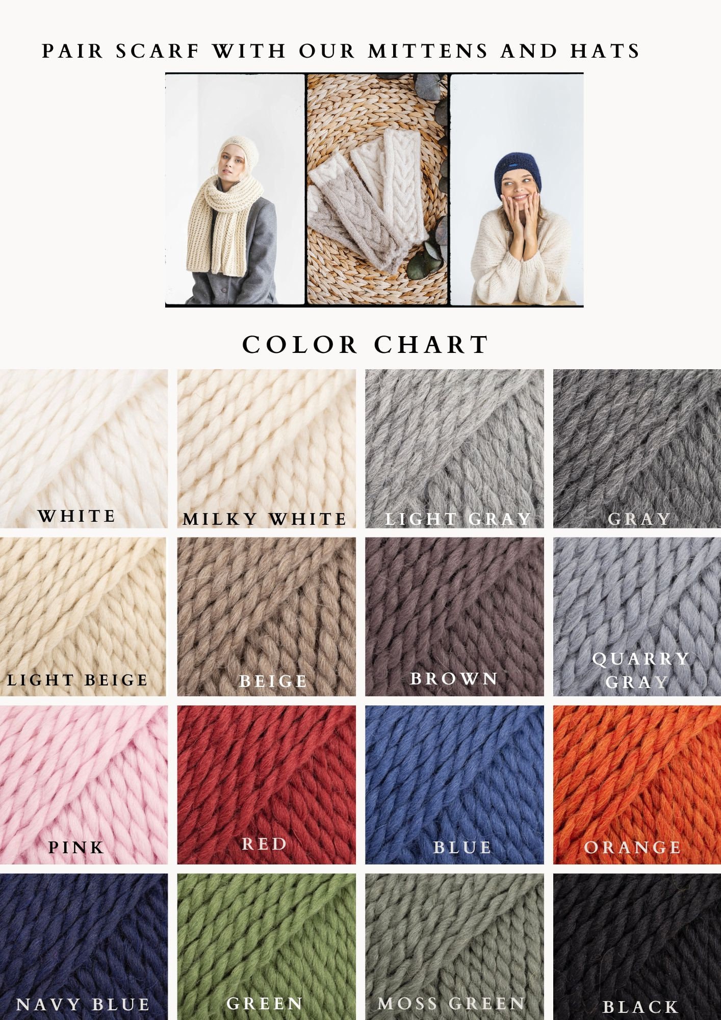 White Super Chunky Knit Thick Alpaca Wool Scarf, Ivory Oversized