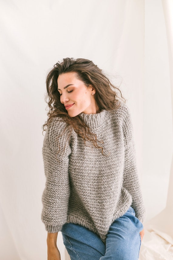 Chunky knit shop grey jumper