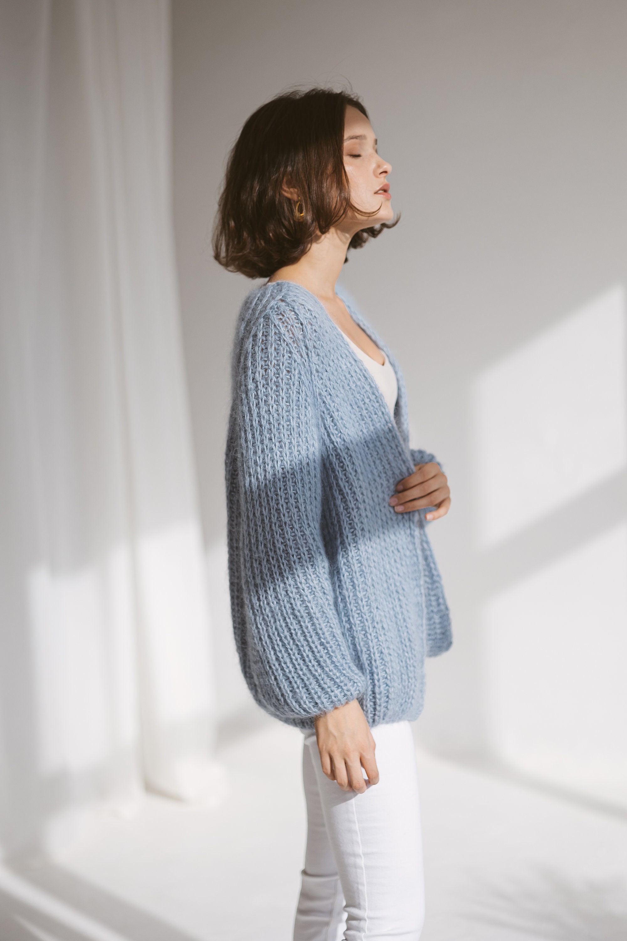 Light Blue Cable Knit Mohair Cardigan, Oversized Sky Blue Sweater, Chunky Knit Alpaca Cardigan, Open Front Loos Knit Cardigan, Strickjacke - Etsy Light Blue Cable Knit Mohair Cardigan, Oversized Sky Blue Sweater, Chunky Knit Alpaca Cardigan, Open Front Loos Knit Cardigan, Strickjacke - Etsy