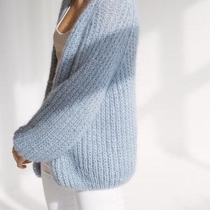 Sky Light Knit Cardigan in Blue