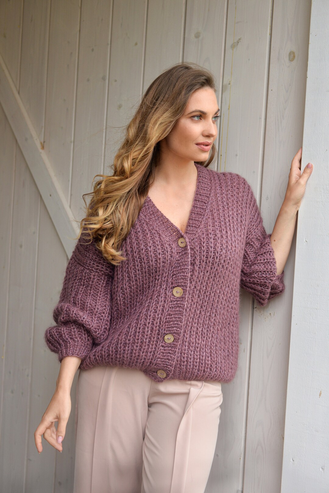 トップス +81 OVERSIZED MOHAIR CARDIGAN Ruhr Oversized Mohair Cardigan - Brown – The Frankie Shop