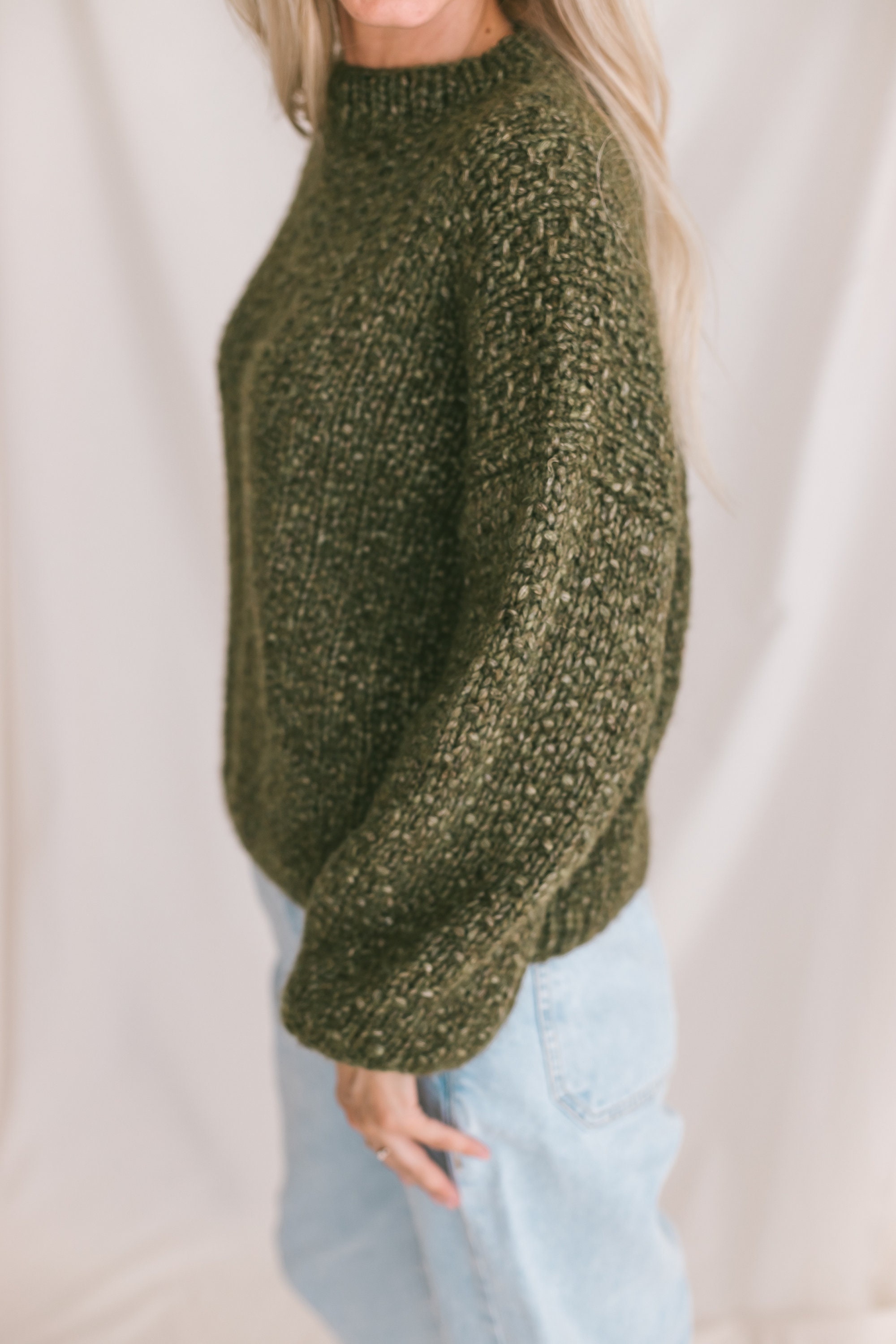 Olive Green Sweater, Soft Cable Knit Jumper, Moss Green Alpaca