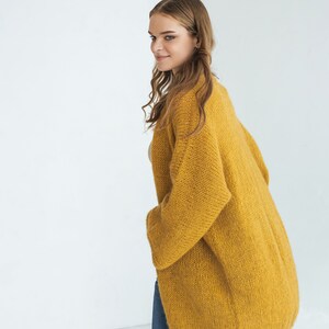 Mid Length Popcorn Knit Kimono - Mustard