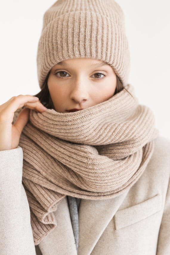 Unisex Beanie Hat Scarf Set Winter Knit Long Scarf Neck Warmer s-l400.jpg main image 2