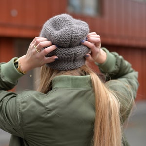 READY TO SHIP. Brown slouchy beanie, warm knit hat, wool and alpaca beanie, cable knit hat, gift for women, winter hat image 6