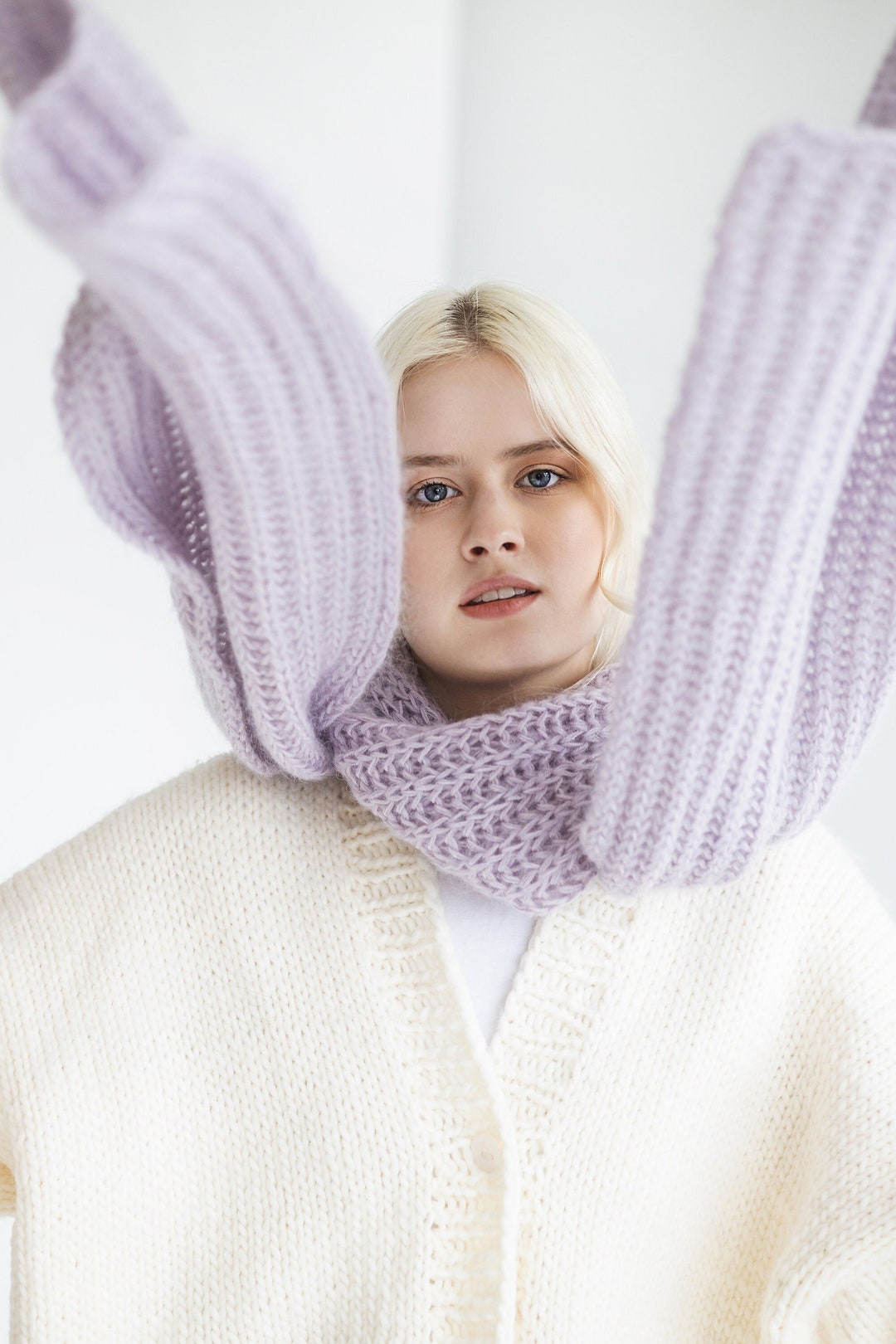 Mohair Knit Purple Brand Scarf