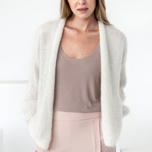 Cardigan en mohair, pull en mohair, pull en alpaga, cardigan duveteux, pull surdimensionné, cardigan surdimensionné, cardigan épais, cardigan de mariage image 2