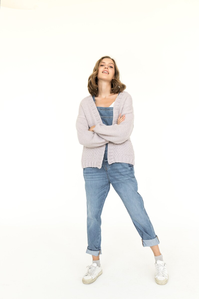 wool and alpaca cable knit sweater Chunky knit oversized cardigan