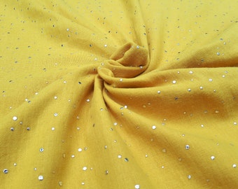 Muslin Cotton Silver Dots Ocher 0,5Mb