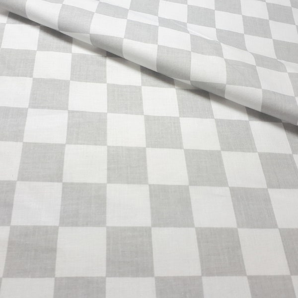 Tissu 100% Coton Damier Gris Mb