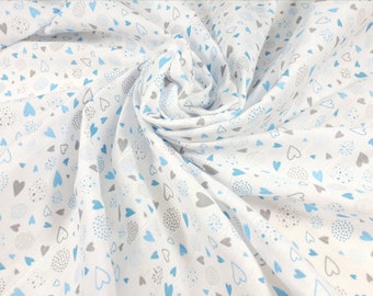 Cotton muslin fabric Mini Valentine Blue 0.5Mb
