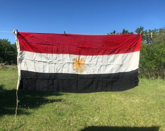 Vintage Egypt, Egyptian Pieced Linen Country, National, Flag.