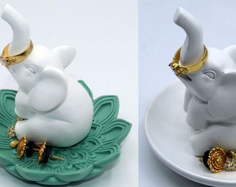 Mother’s Day Gift- Set of 2 - Elephant Ring Holder Dish for Jewelry, Bracelet Ring Holders Organizer Display Home Decor Gifts for Mom