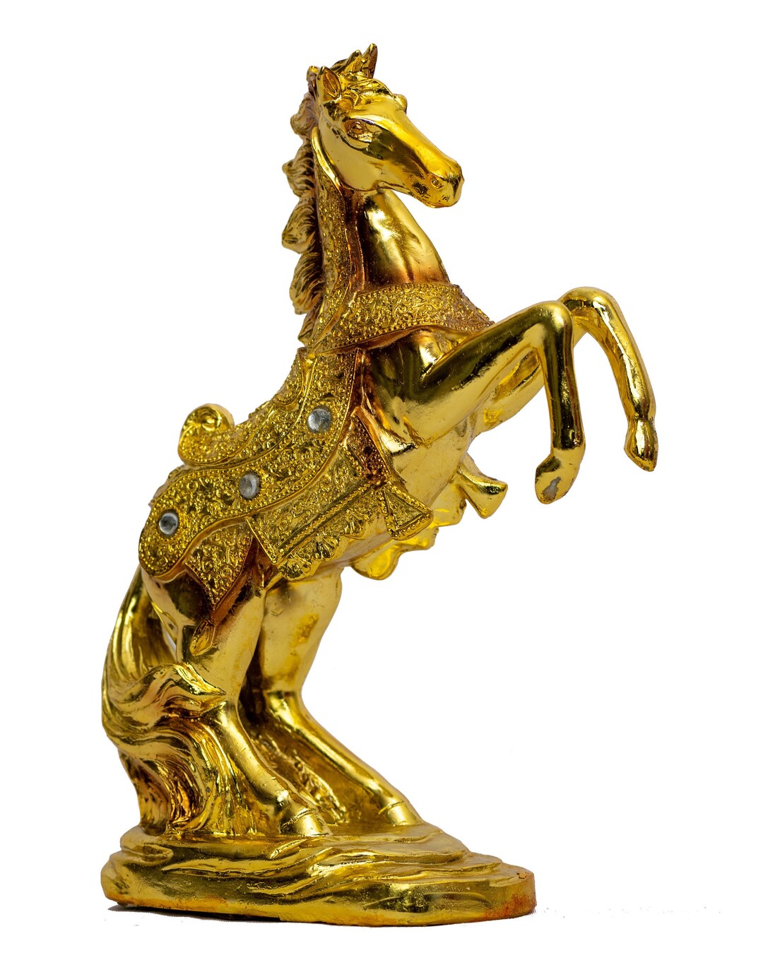 10.5 Inch Stallion Horse Gold Color Statue, Horse Art Figurine