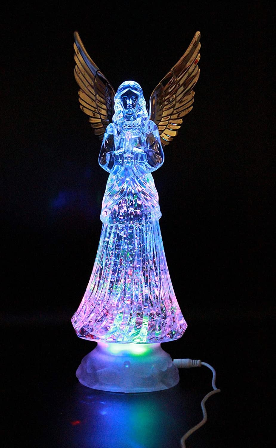 12 Inches Silver Lighted Glass Angel Mercury Glass Angel Figurine, 6 Hour Timer, Twinkling Fairy Lights, Battery Operated Xmas Angel Decor, Mantle Windowsill Home Decoration