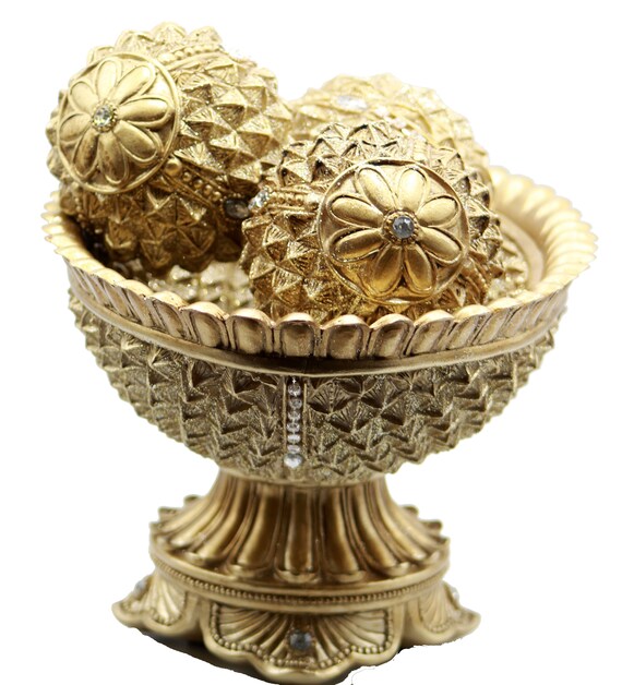 Crystal Decorative Centerpiece Tray And Orbs Balls Set Of 3 Etsy