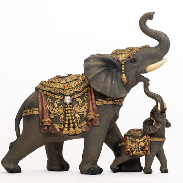 Trunk Up Thai Elephant Statue Feng Shui Decoration Religious Figurine Collection Perfect Gifts for Women/Men