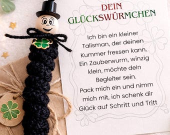 Lucky worm with clover leaf – lucky charm chimney sweep gift | New Year's, Valentine's Day, souvenir pendant