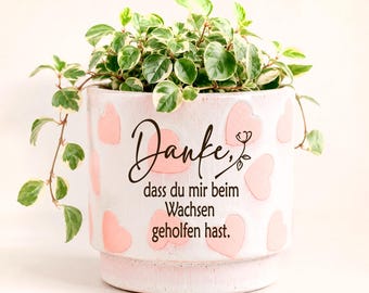 Farewell gift for kindergarten teacher | Ceramic flower pot with hearts | Thank you gift | Kindergarten farewell | Thank you for helping me grow